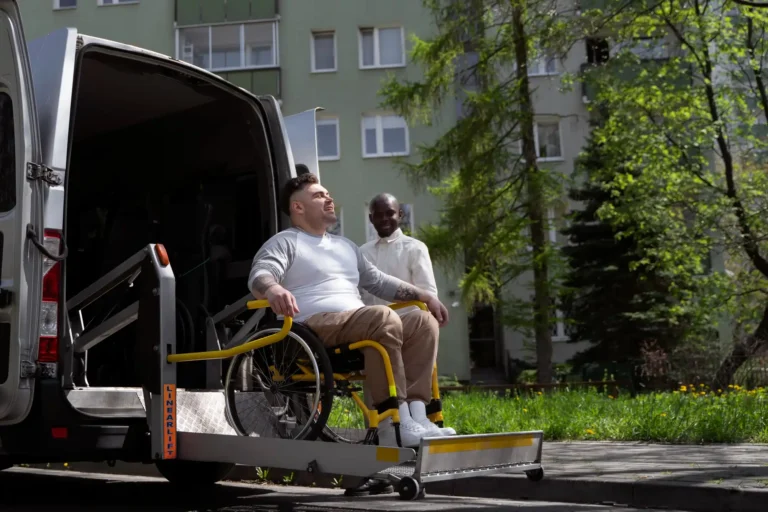 full-shot-disabled-man-getting-out-car