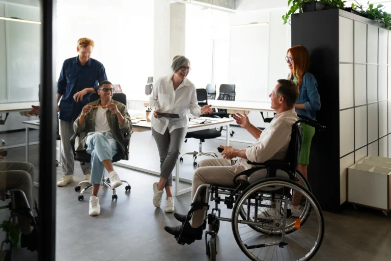 man-wheelchair-having-inclusive-office-job